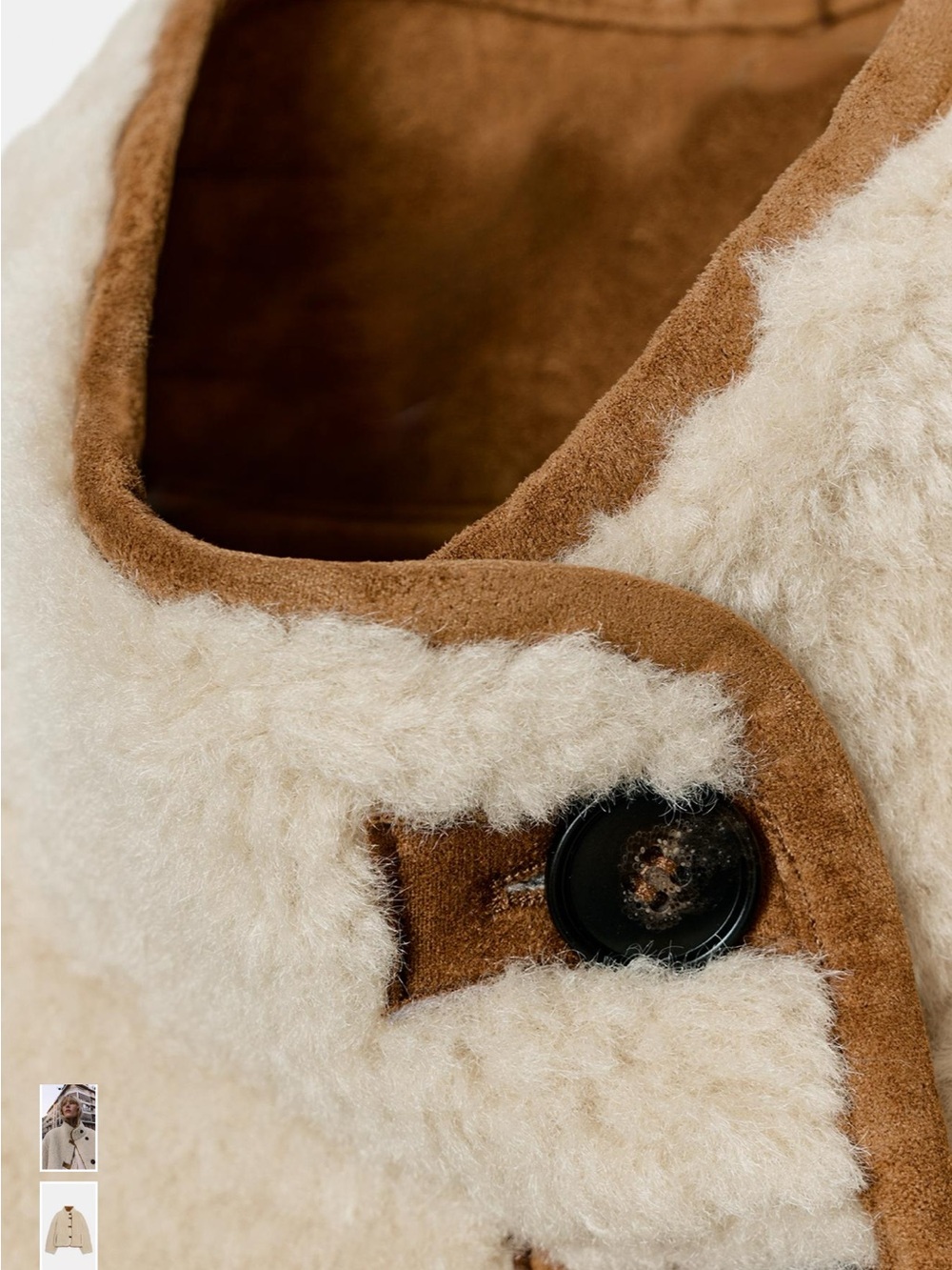 Zara Camel Faux Suede Shearling-Trim Reversible Jacket - Picture 8 of 10